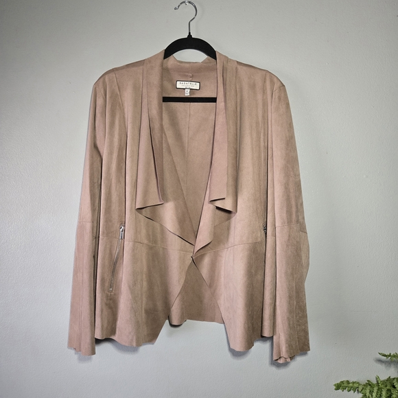 Bagatelle Women's Faux Suede Drape Jacket~ Plus Size 2X - Picture 2 of 7